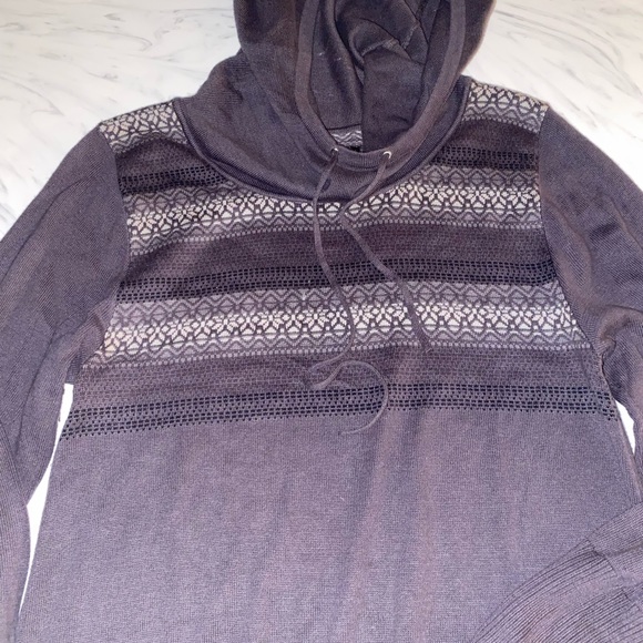 Prana sweater dress hooded gray xl stripe - Picture 2 of 4